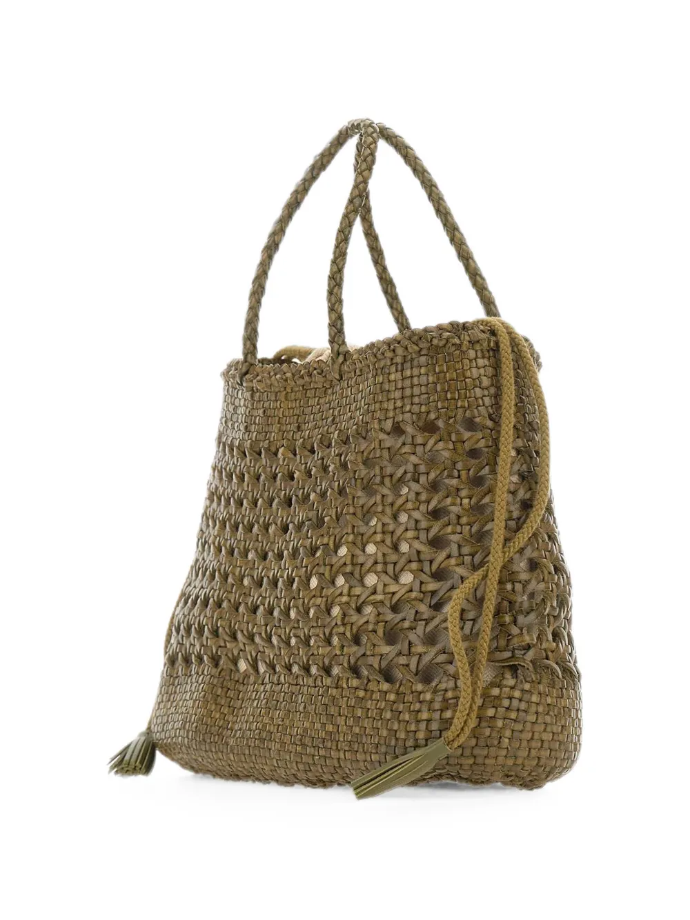 DRAGON DIFFUSION Santa Cano shopper van geweven leer Groen