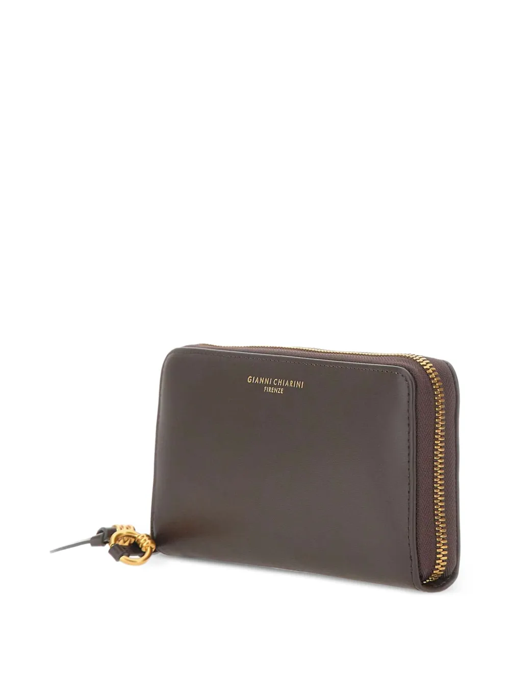 GIANNI CHIARINI Leren portemonnee met logo-reliëf Bruin