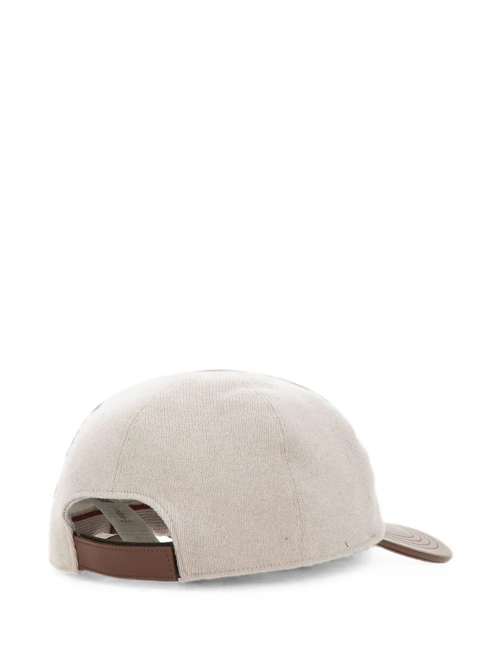 Eleventy Wollen honkbalpet met leren rand Beige
