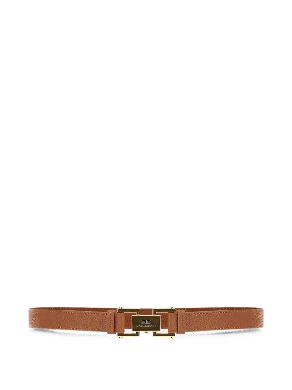 Elisabetta Franchi logo-plaque pebbled-effect belt - Brown