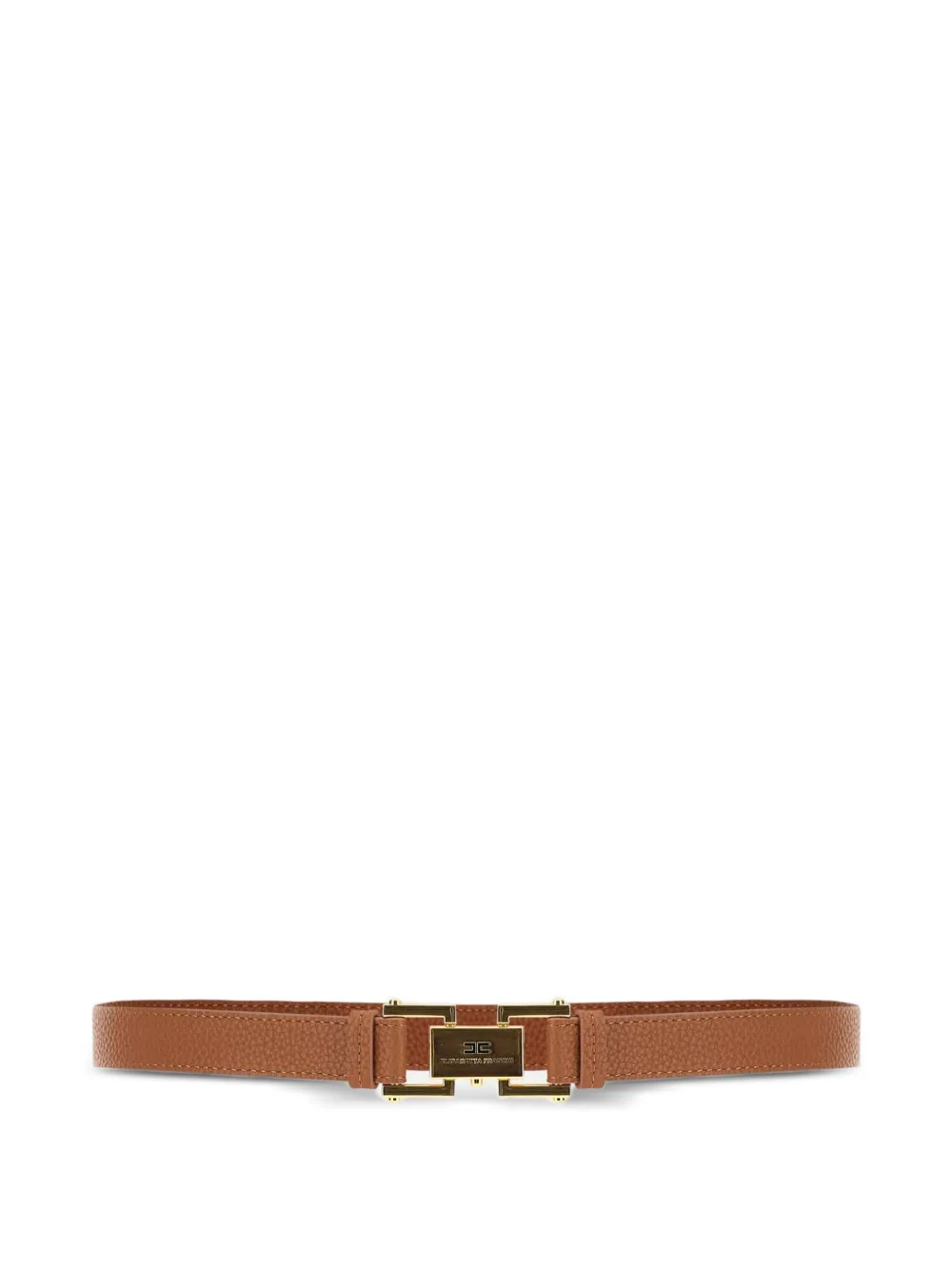 Elisabetta Franchi logo-plaque pebbled-effect belt - Marrone