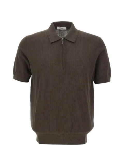 Kangra cable-knit zip-up polo shirt