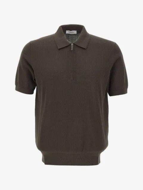 Kangra cable-knit zip-up polo shirt