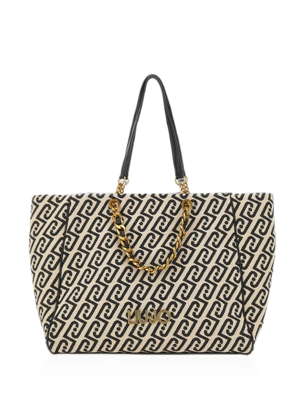 LIU JO large jacquard chain-detail tote bag - Bianco
