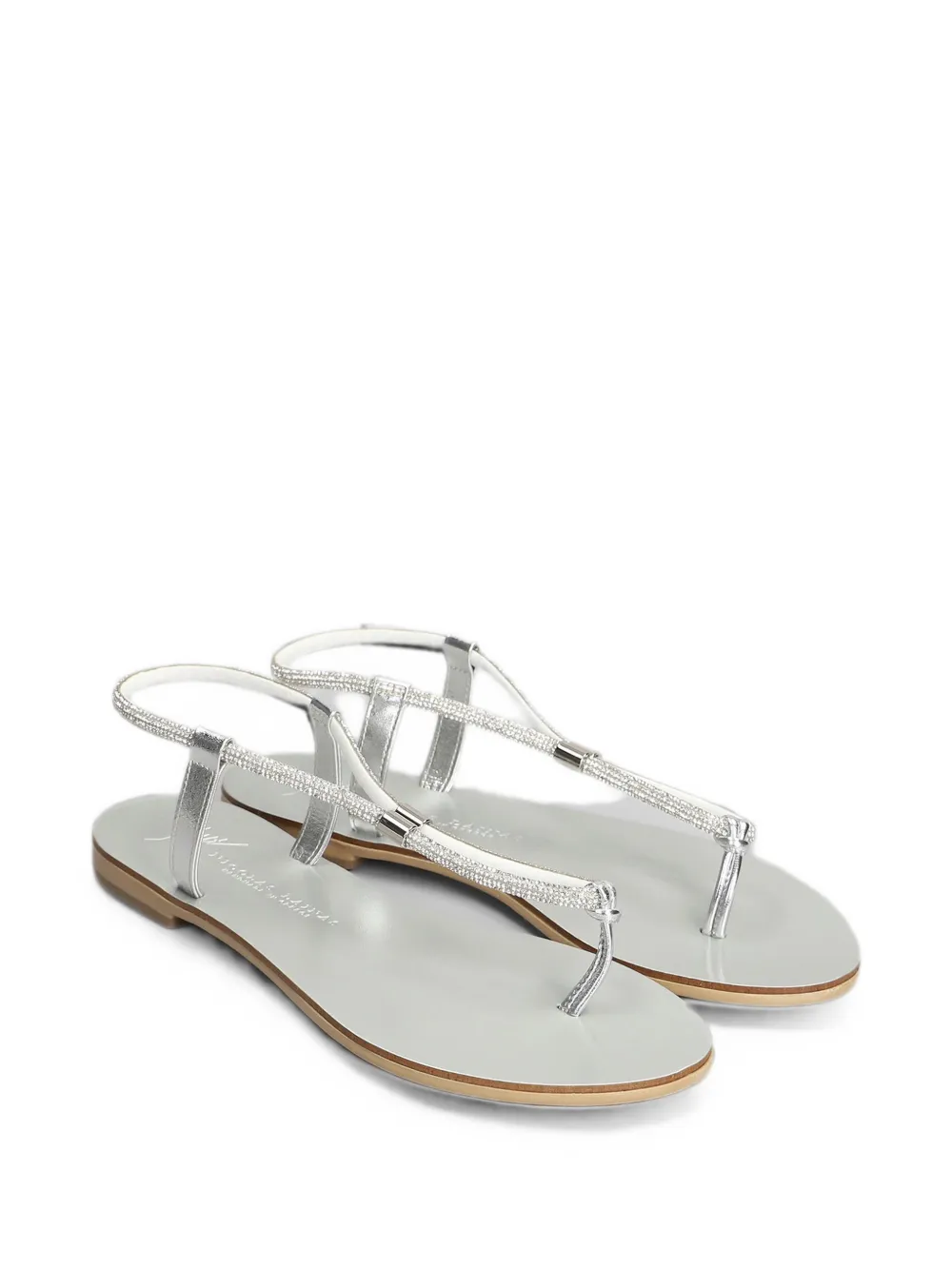 Nicolas Lainas crystal-embellished metallic sandals Zilver