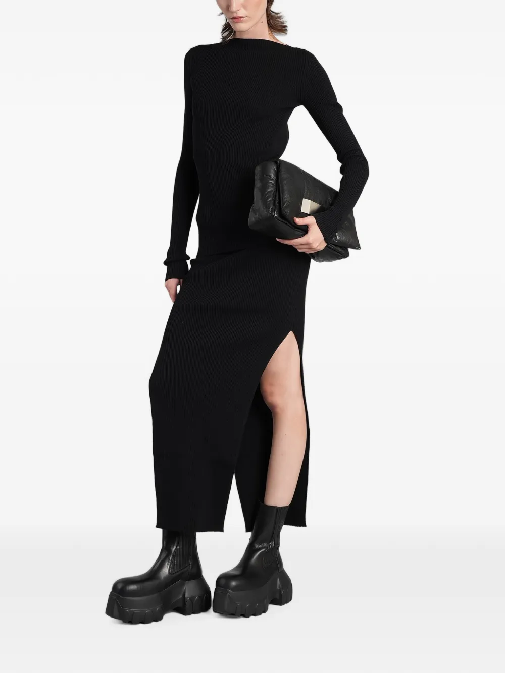 Rick Owens Geribbelde maxi-rok Zwart