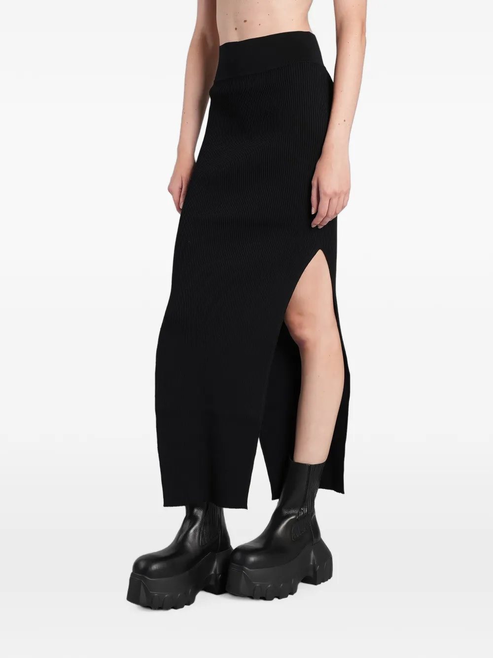 Rick Owens Geribbelde maxi-rok Zwart