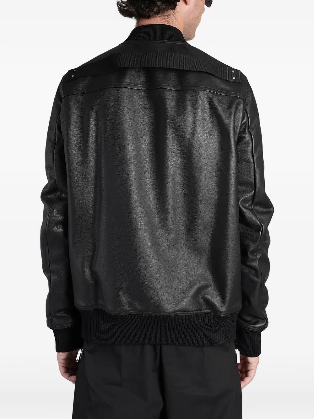 Rick Owens Heizer leren bomberjack met ritszak Zwart