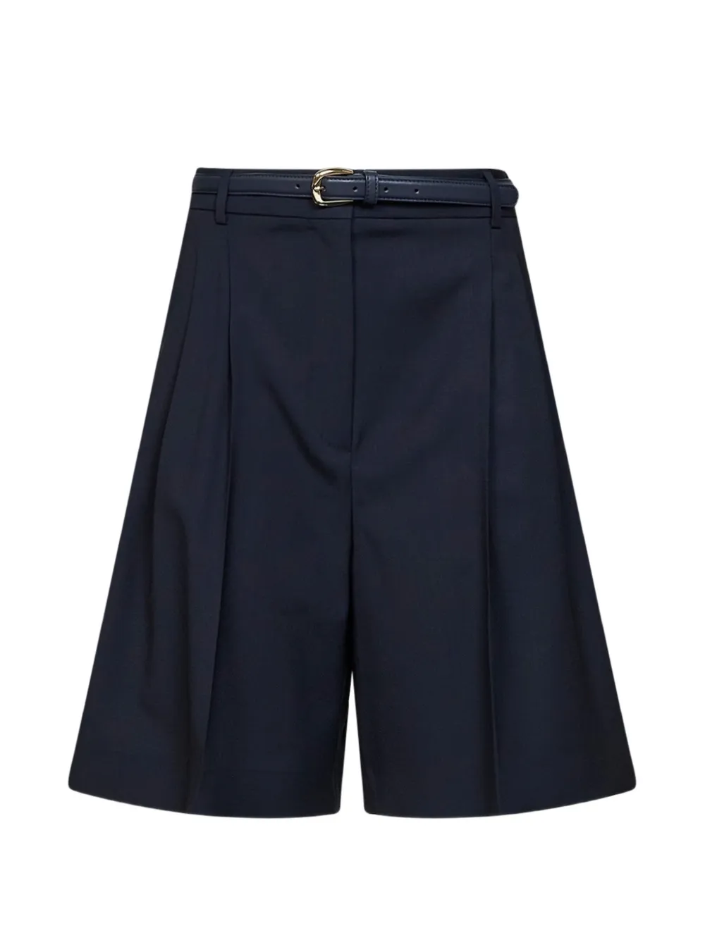 Max Mara Belted Pleated Shorts In Blue