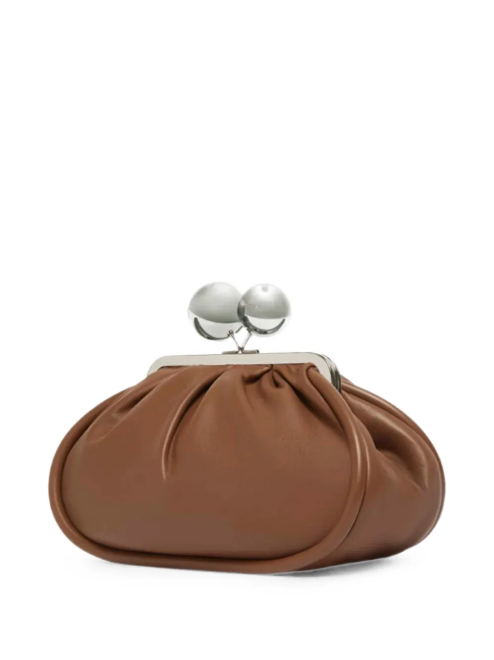 Weekend Max Mara medium Pasticcino sphere-clasp leather clutch bag - Marrone