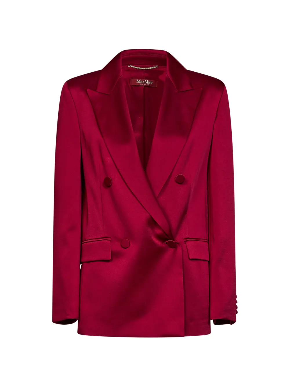 Max Mara double-breasted satin blazer - Rot