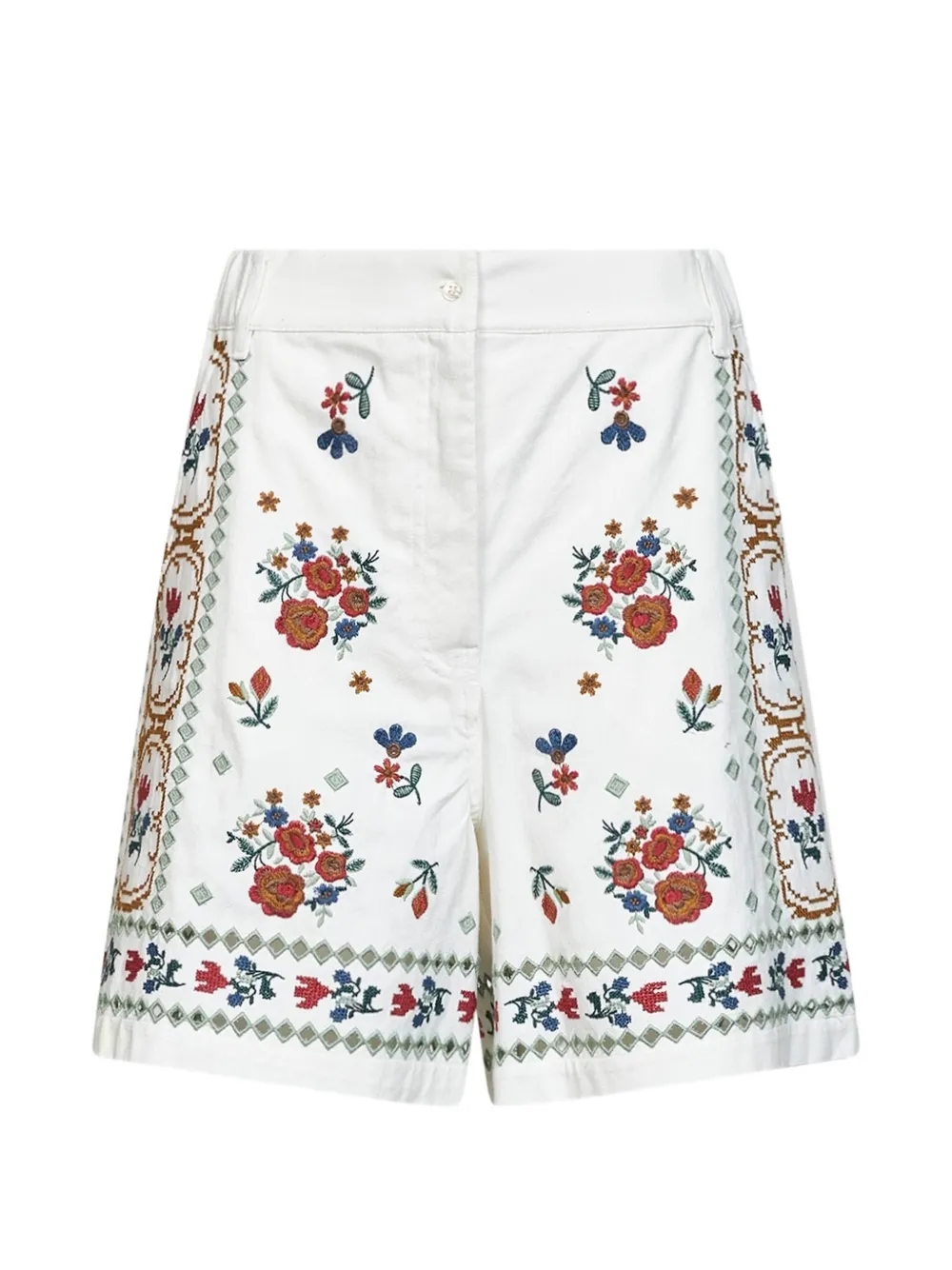 Weekend Max Mara floral-embroidered cotton shorts - White