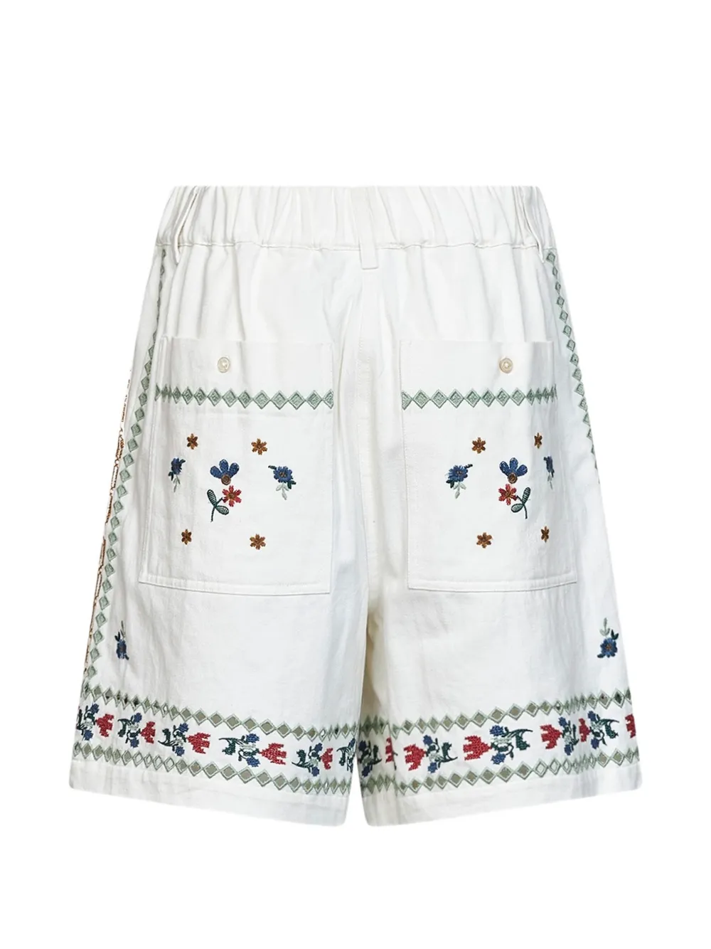 Weekend Max Mara Katoenen shorts met geborduurde bloemen Wit