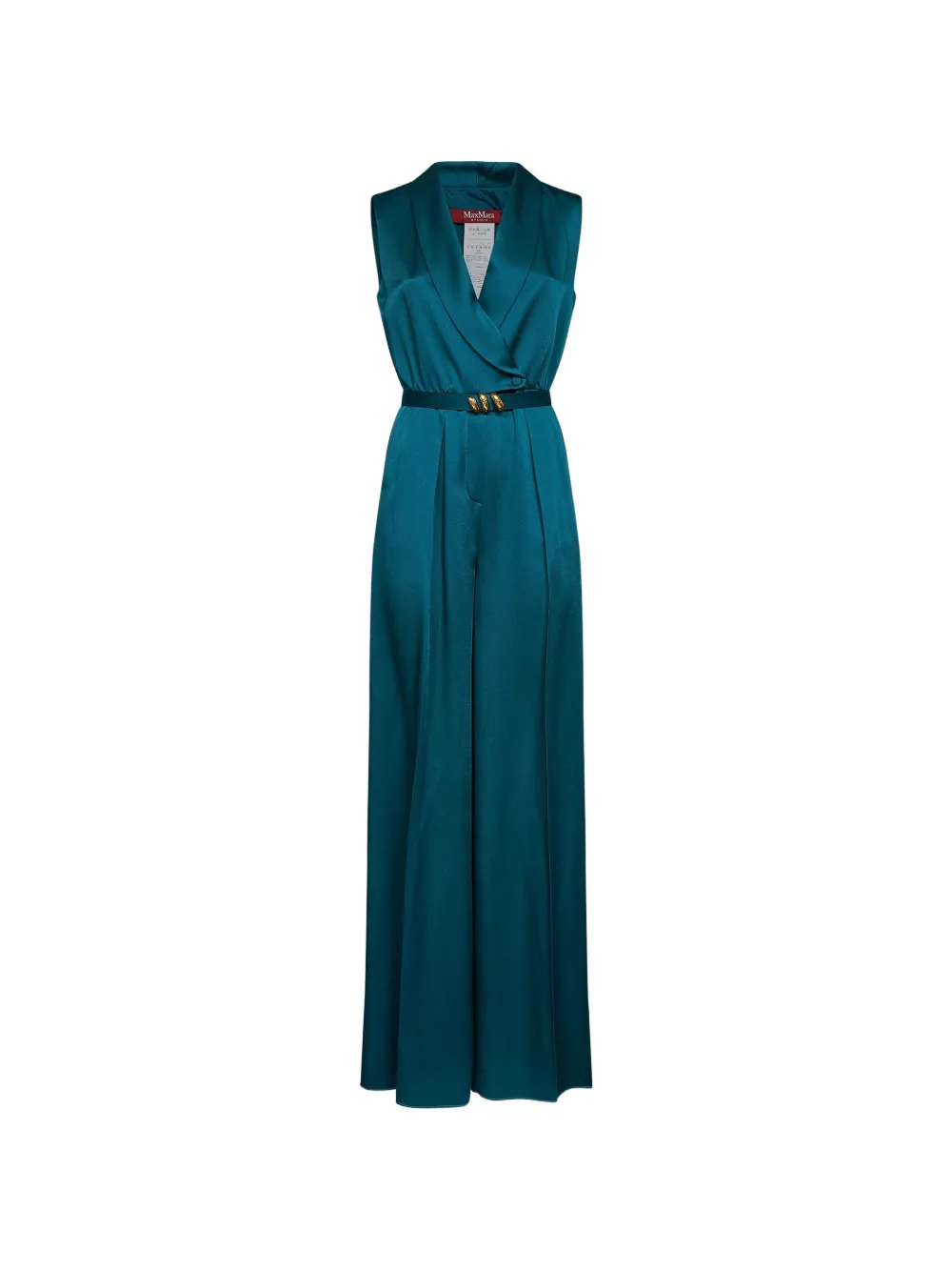 Max Mara belted satin jumpsuit - Verde