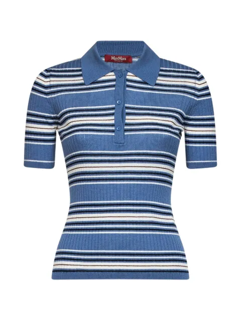 Max Mara playera tipo polo tejida de canalé con motivo de rayas