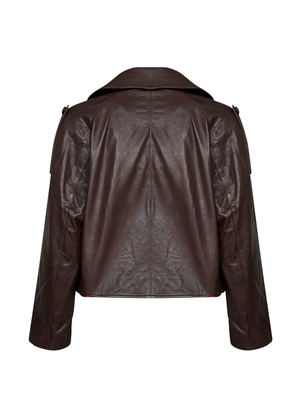 Weekend Max Mara Leren jack met dubbele rij knopen Bruin