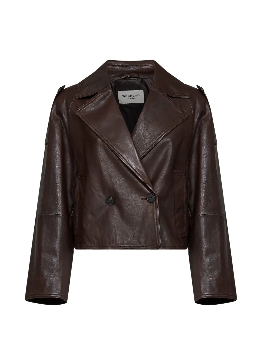Weekend Max Mara double-breasted leather jacket - Marrone
