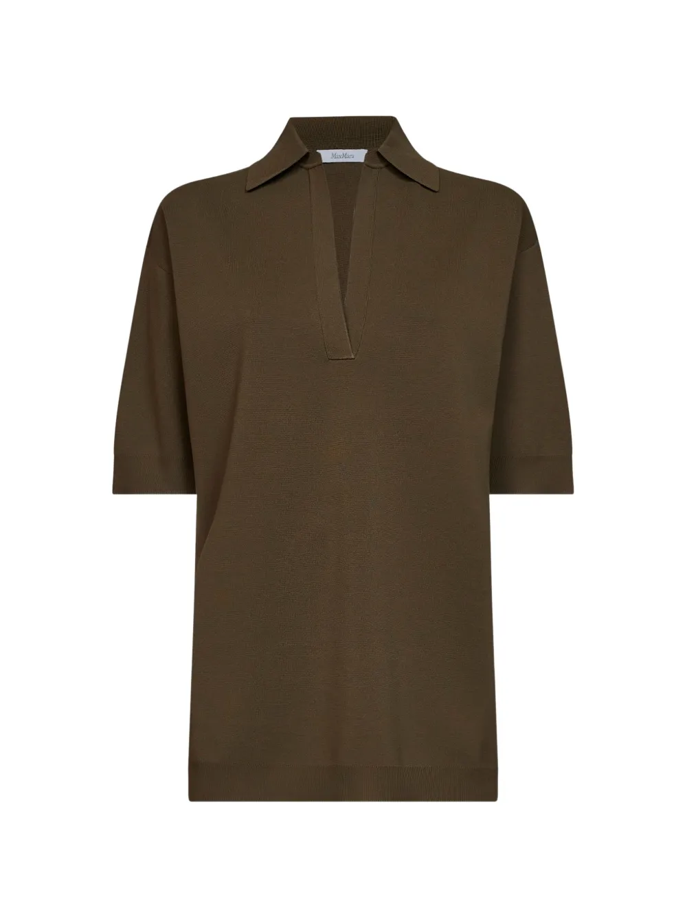 Max Mara Milano-knit polo-collar top - Marrone
