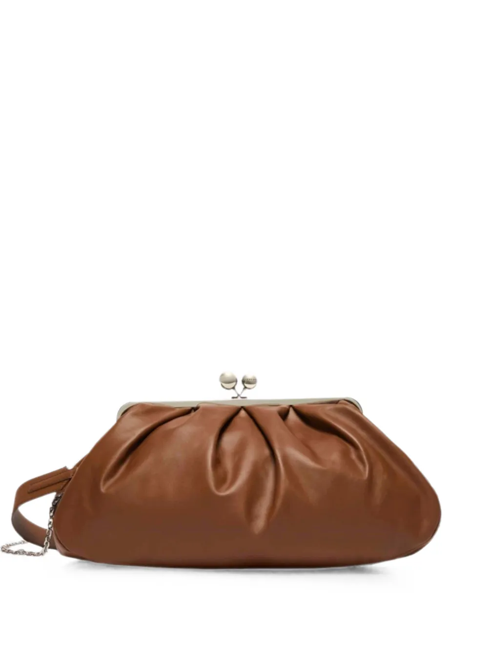 Weekend Max Mara large Pasticcino leather clutch bag - Marrone