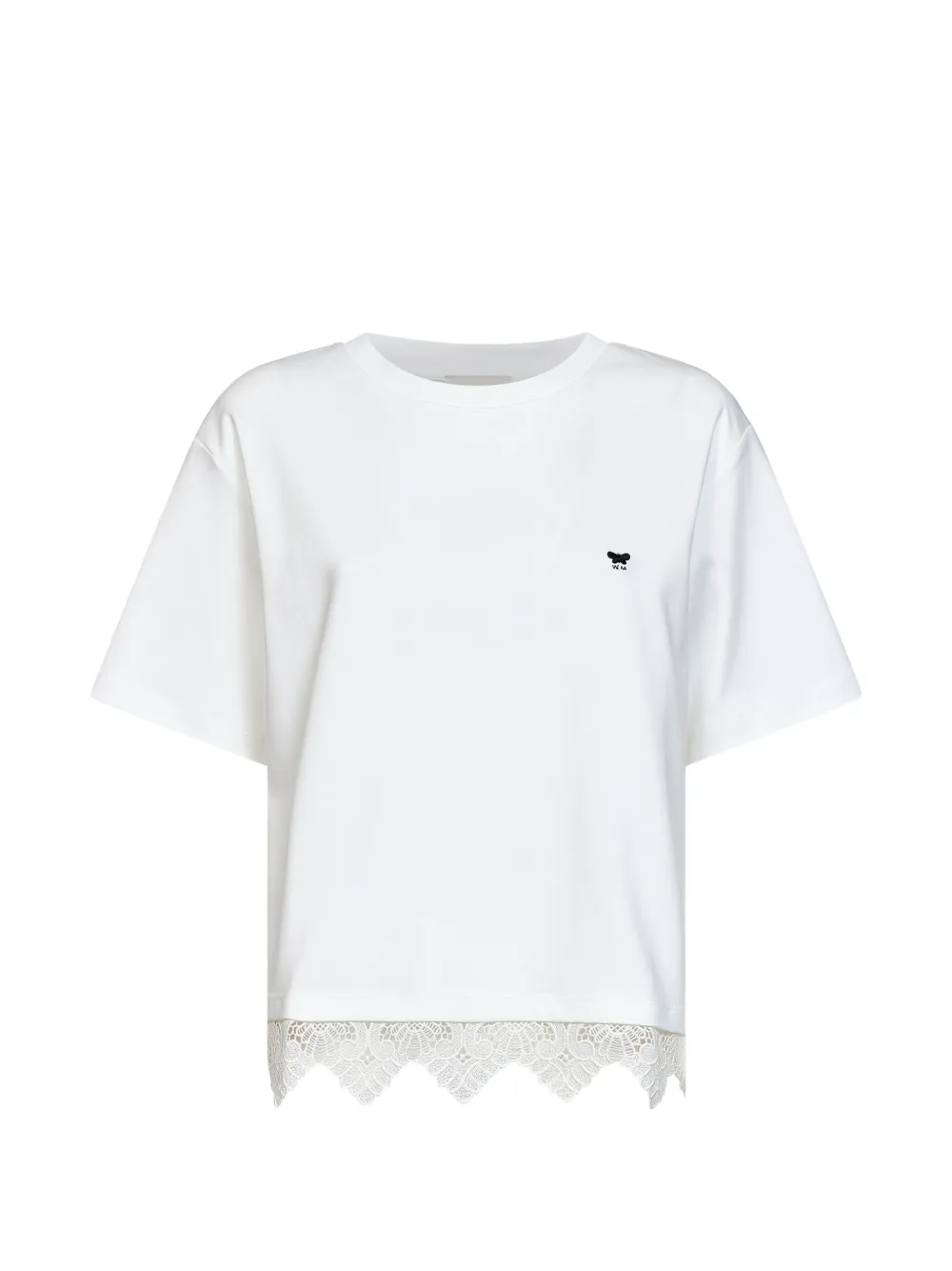 Weekend Max Mara lace-trim butterfly-embroidered T-shirt - Bianco