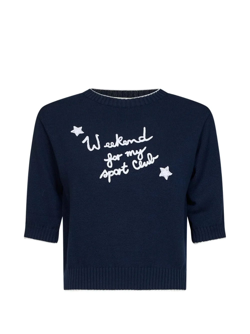 Weekend Max Mara slogan-embroidered short-sleeve sweater - Blu