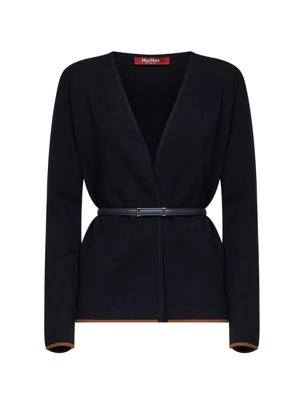 Max Mara Mstdente belted V-neck cardigan - Blu