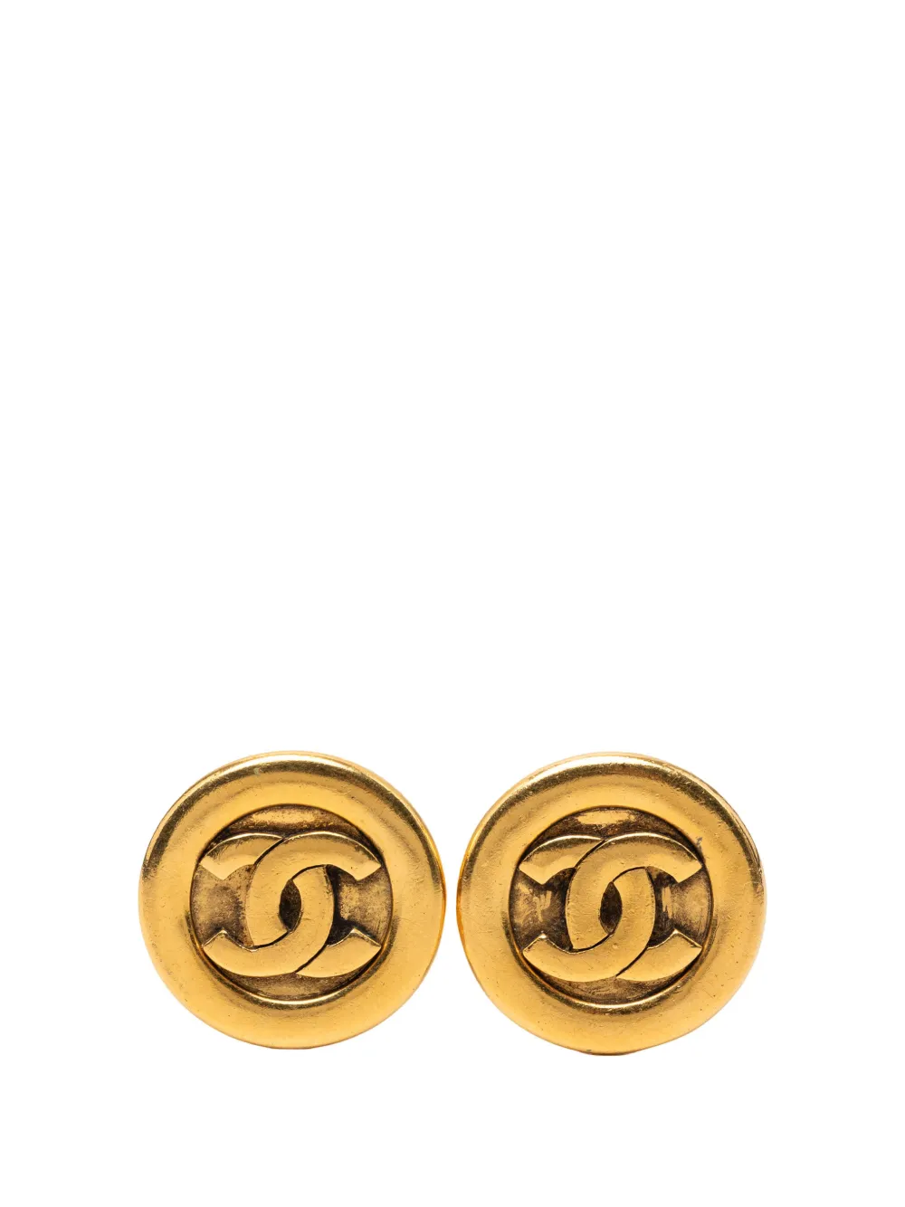 CHANEL Pre-Owned Orecchini CC tondi a clip con placcatura oro 1970-1980