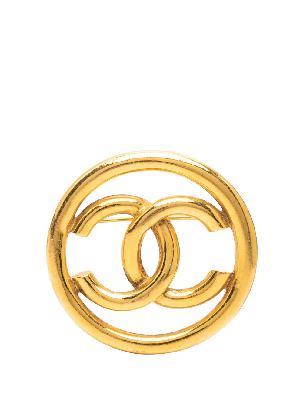 CHANEL Pre-Owned 2003 CC Gold Plated Round Brooch costume brooch