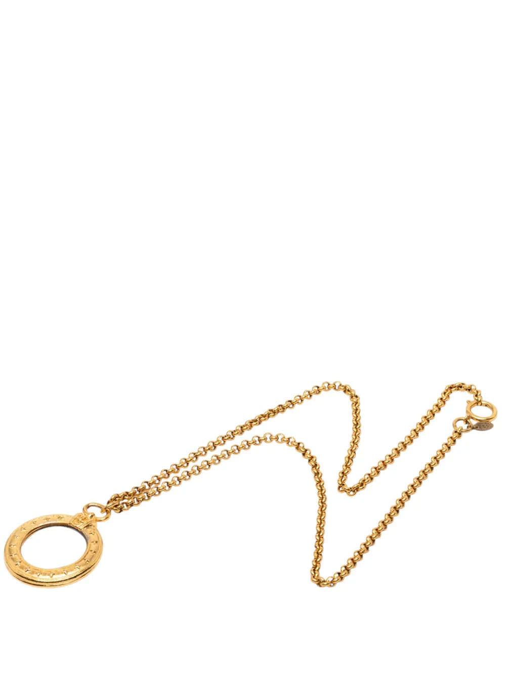 CHANEL Pre-Owned 1980-1990 CC Gold Plated Magnifying Glass Pendant Necklace costume necklace