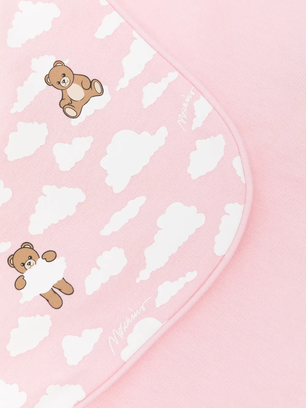 Moschino Kids Teddy Bear cloud-print blanket Roze