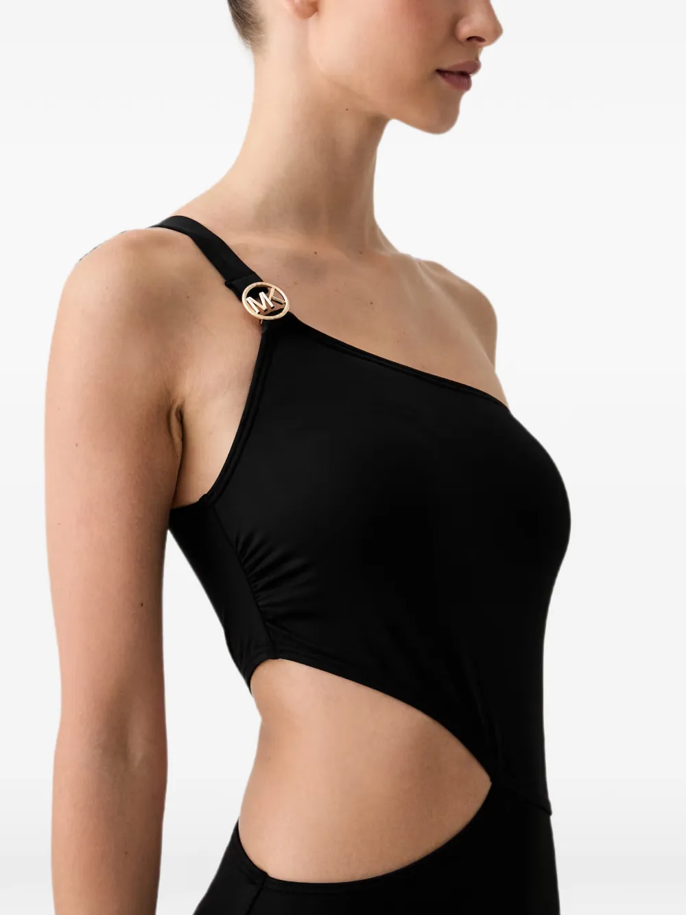 Michael Kors one-shoulder cutout swimsuit Zwart
