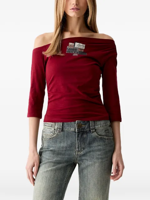 Miss Sixty logo-patch off-shoulder T-shirt