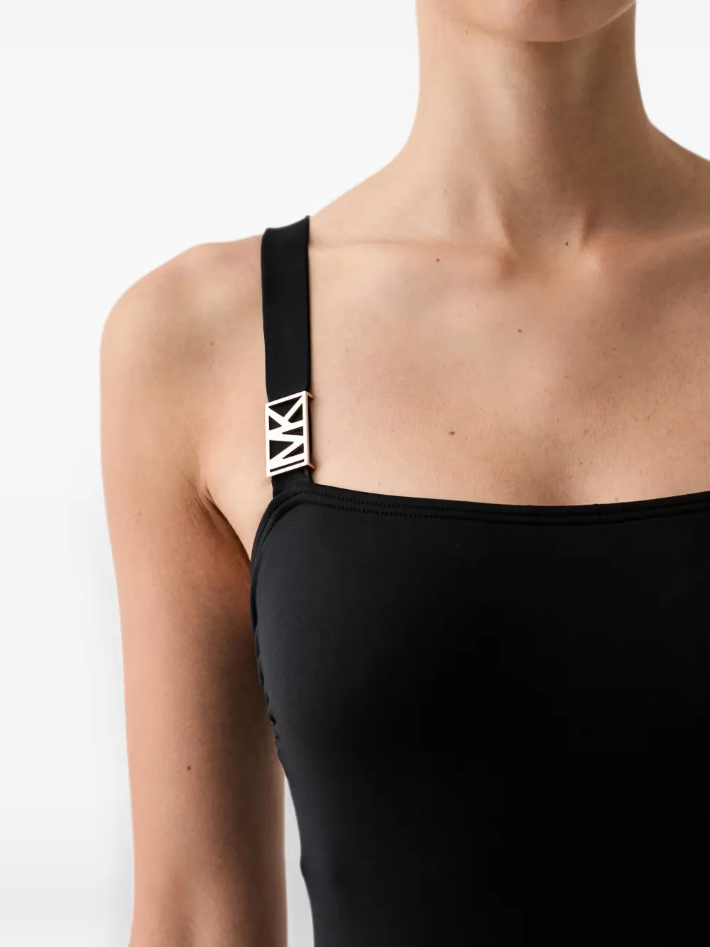 Michael Kors logo-plaque swimsuit Zwart