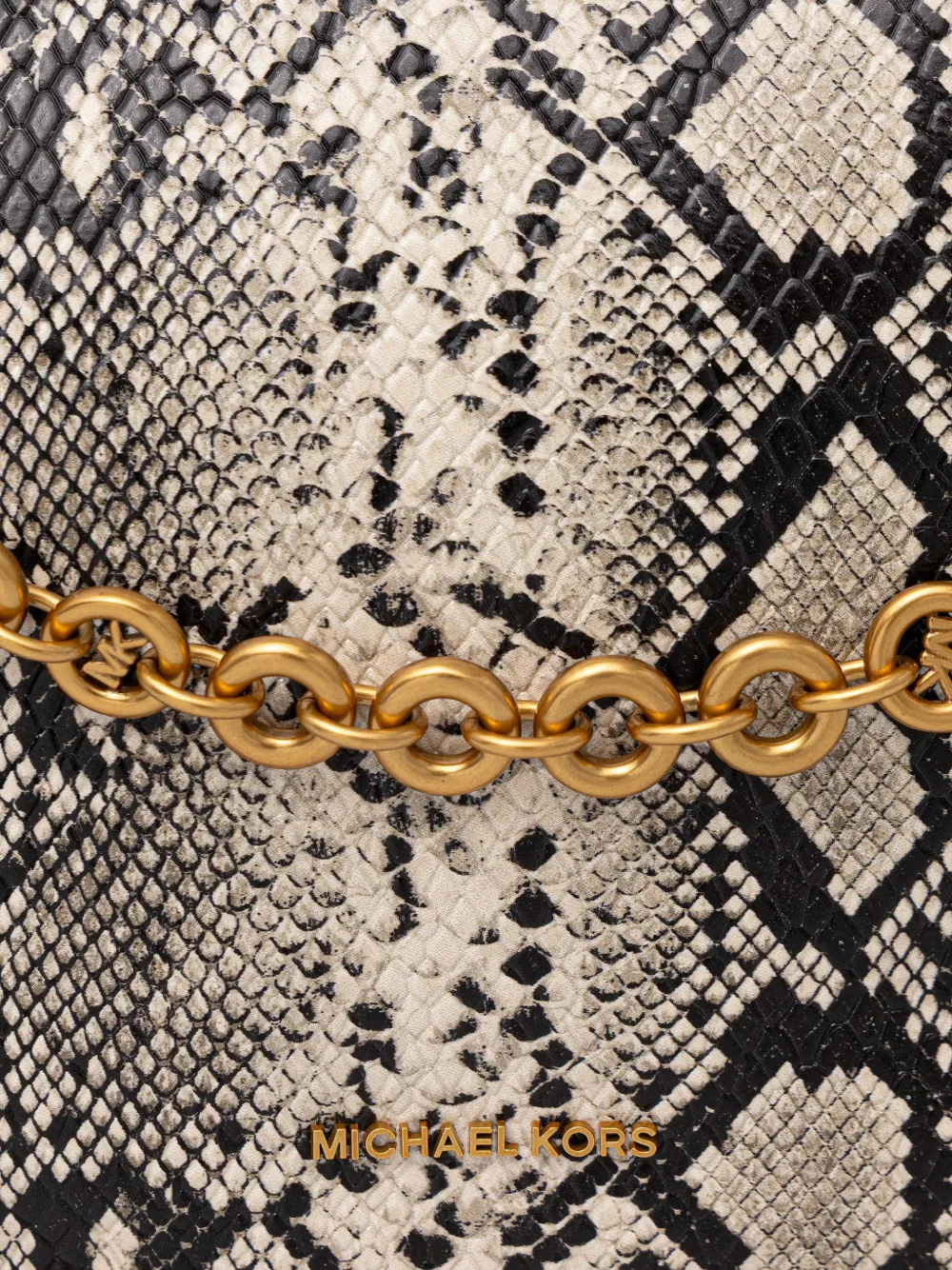 Michael Kors snake-effect chain-detail shoulder bag Beige