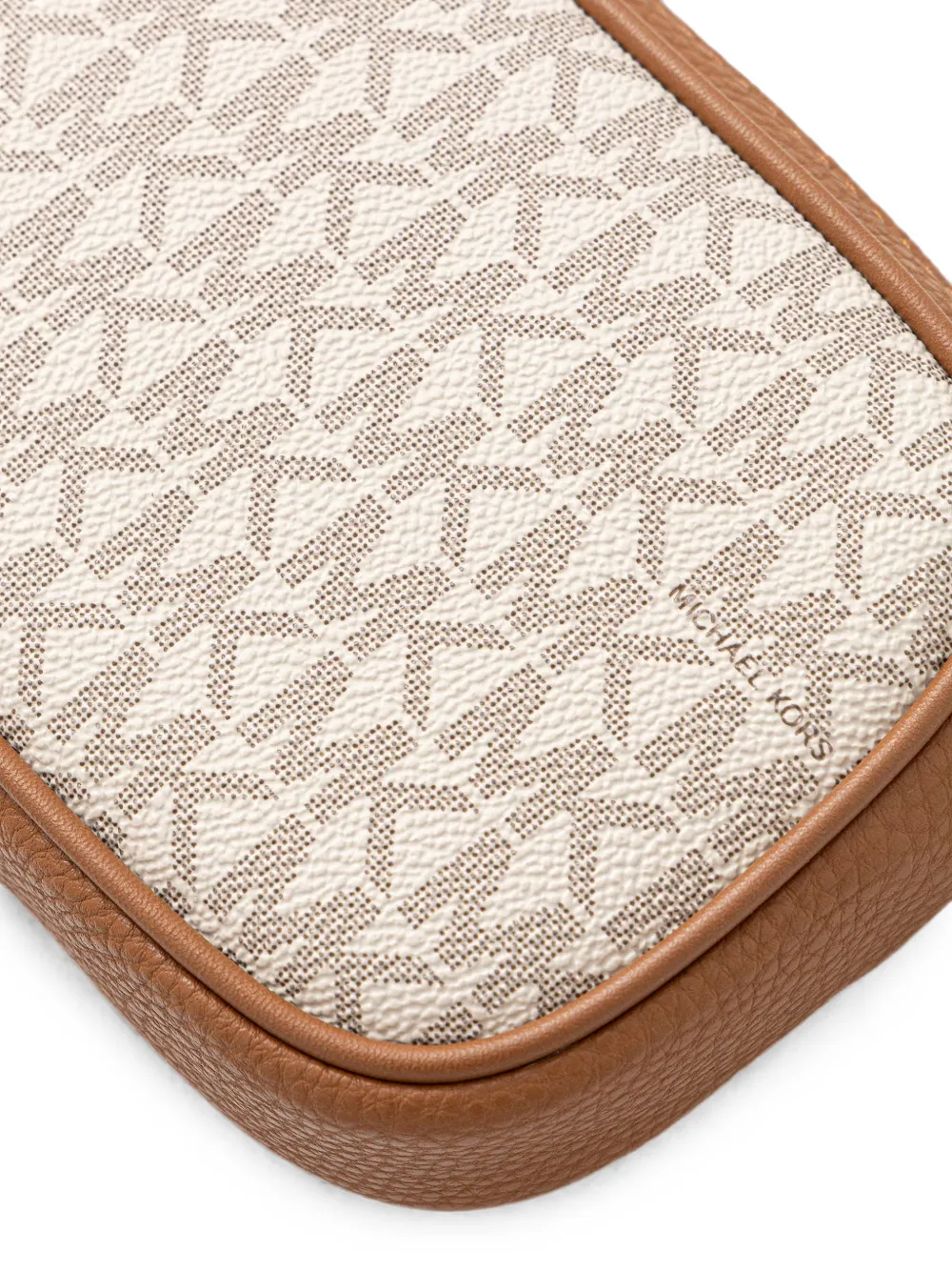 Michael Kors logo-print leather-trim shoulder bag Beige