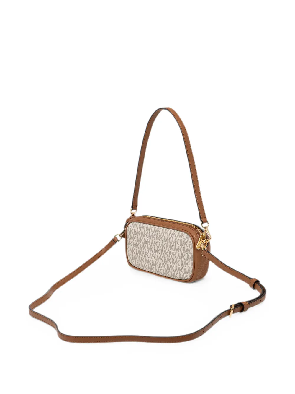 Michael Kors logo-print leather-trim shoulder bag Beige