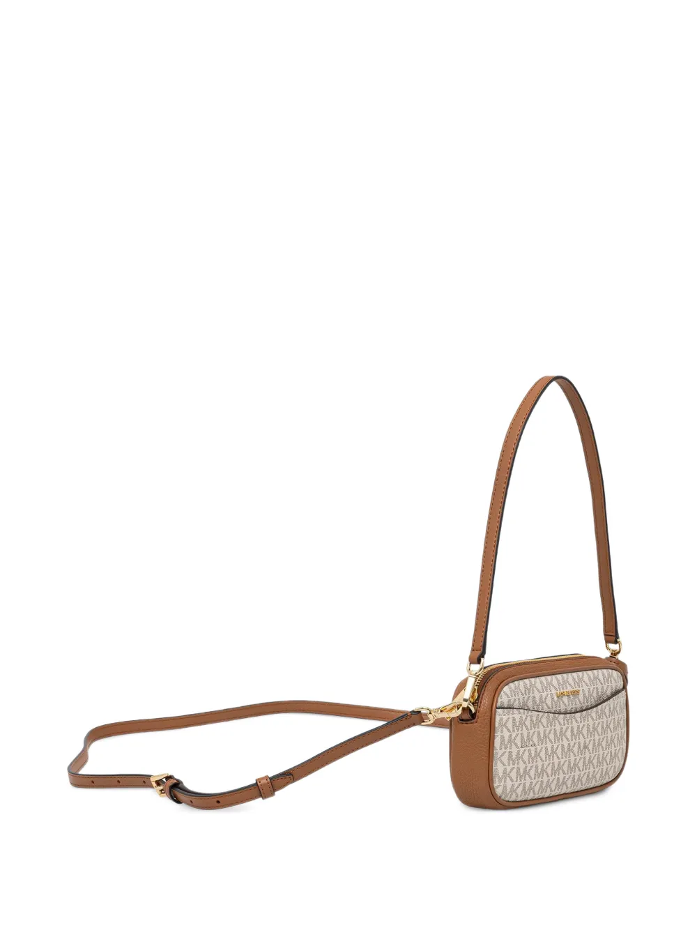Michael Kors logo-print leather-trim shoulder bag Beige