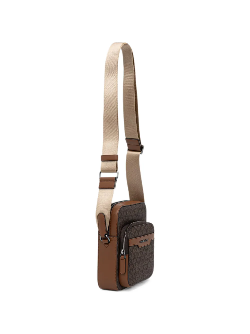 Michael Kors Hudson mini-schoudertas met ritszak en logo-monogram Bruin