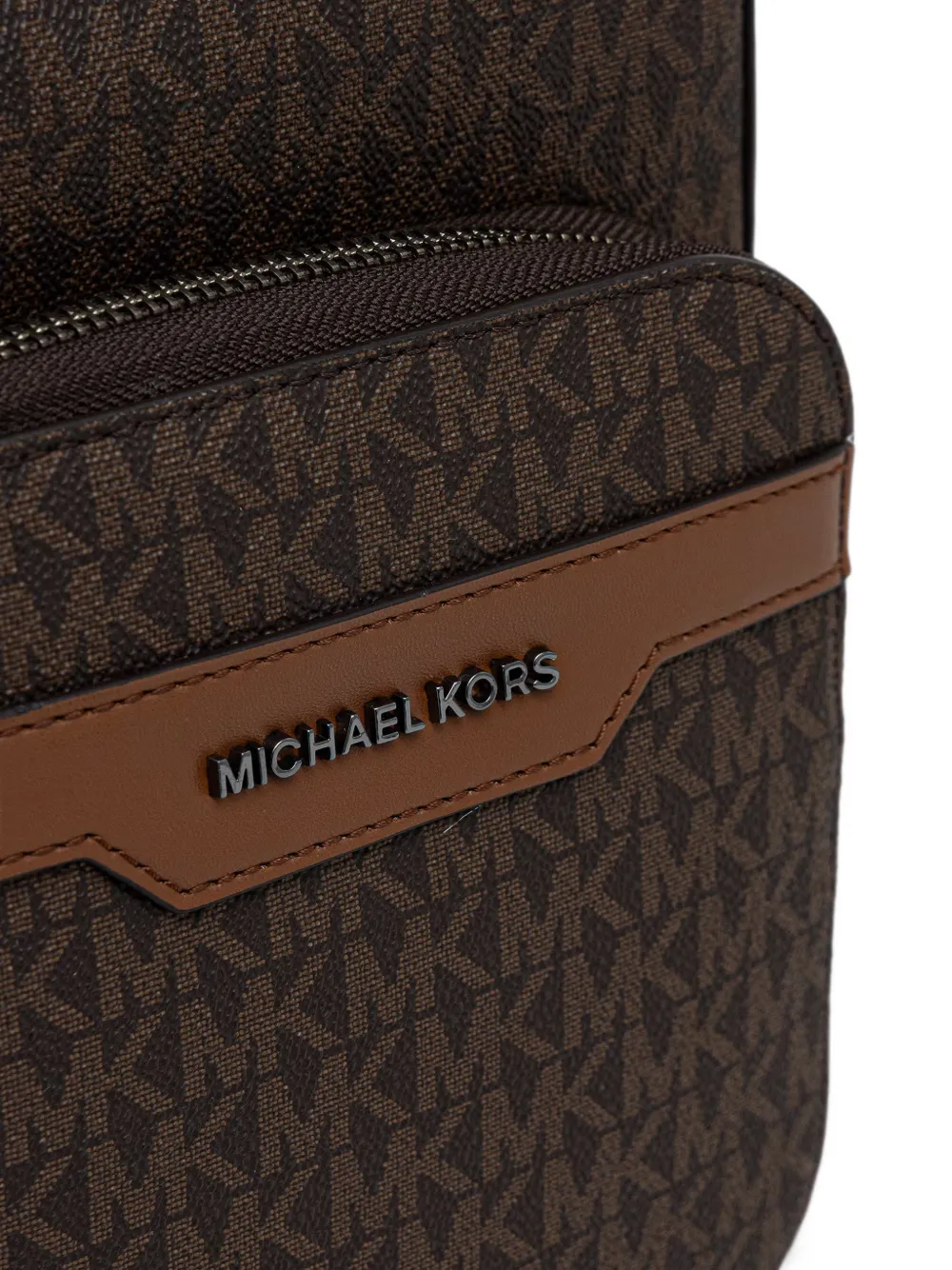Michael Kors Hudson mini-schoudertas met ritszak en logo-monogram Bruin