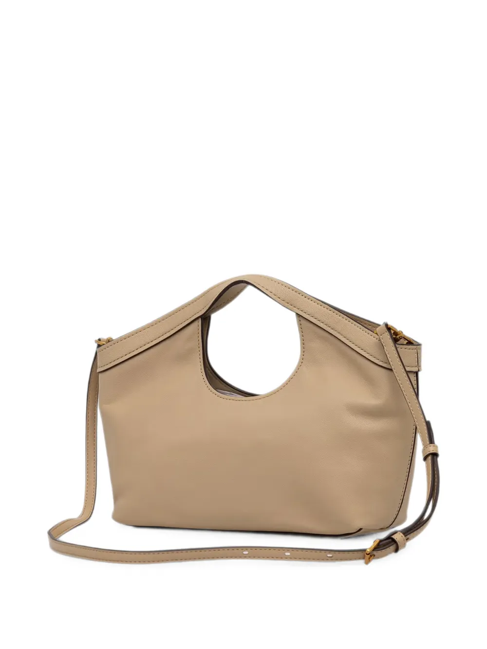 Michael Kors logo-plaque leather shoulder bag Beige