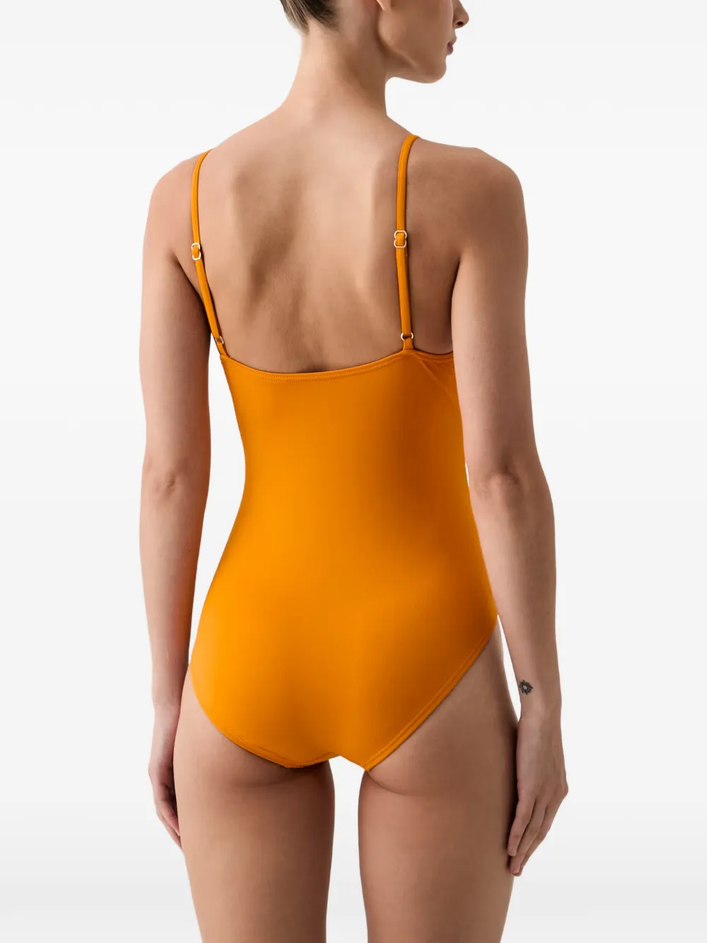 Michael Kors ruched chain-link swimsuit Oranje