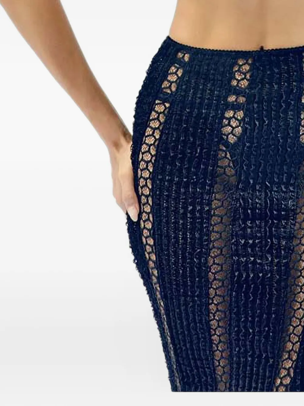 God Save Queens Pandora sheer-knit midi skirt - Schwarz