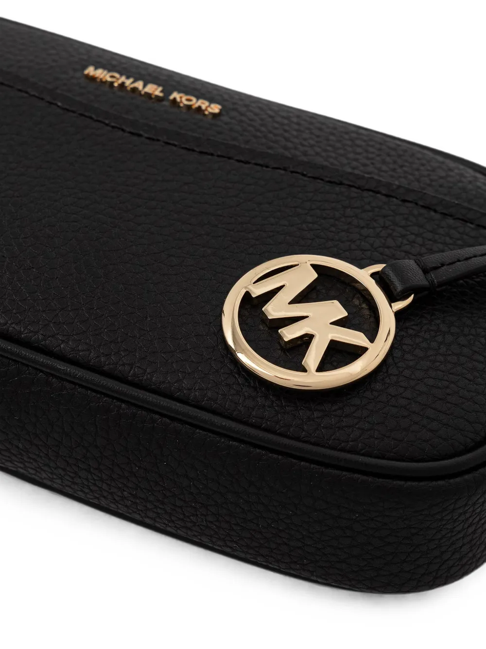 Michael Kors logo-plaque pebbled-leather shoulder bag Zwart