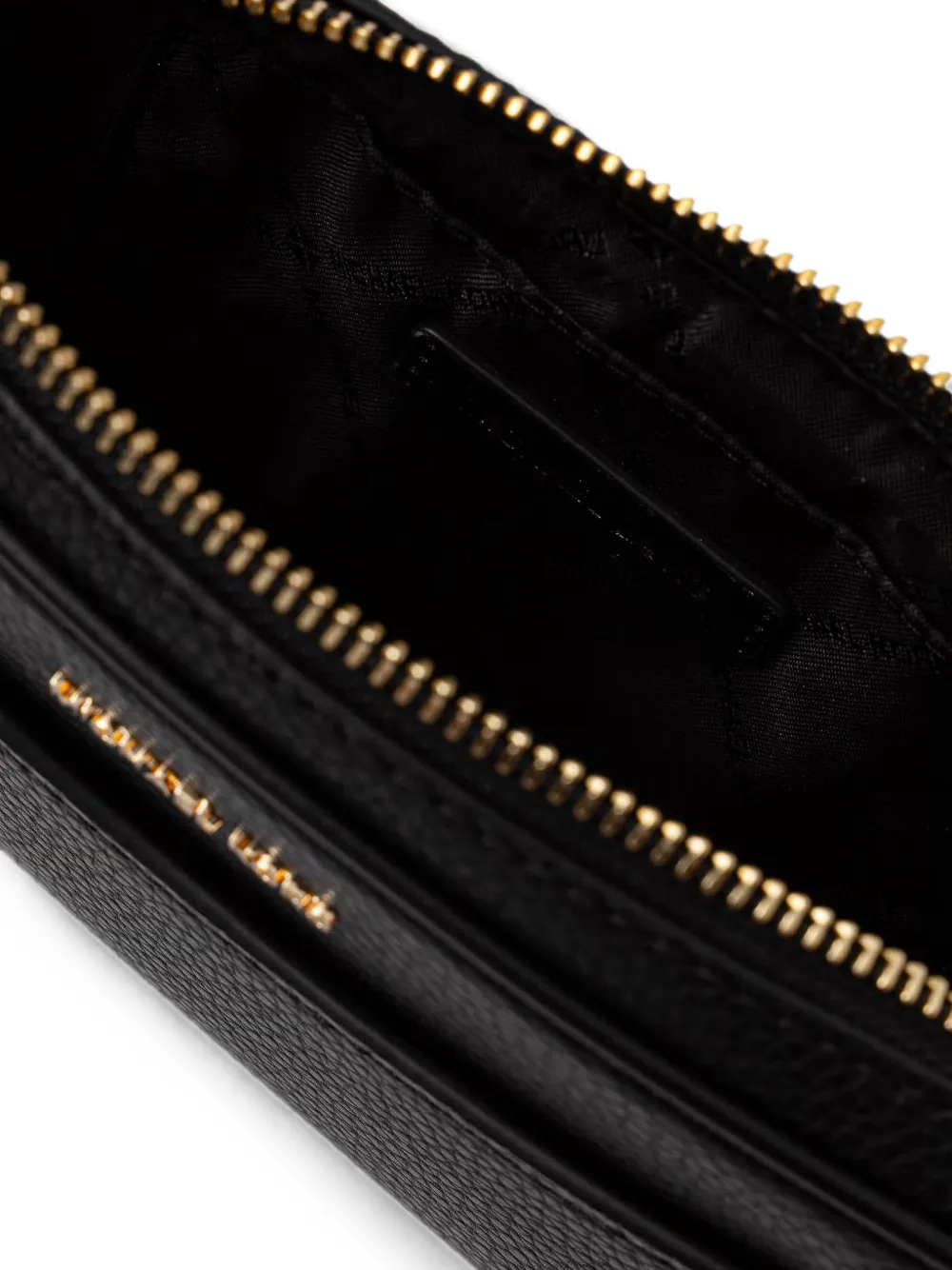 Michael Kors logo-plaque pebbled-leather shoulder bag Zwart