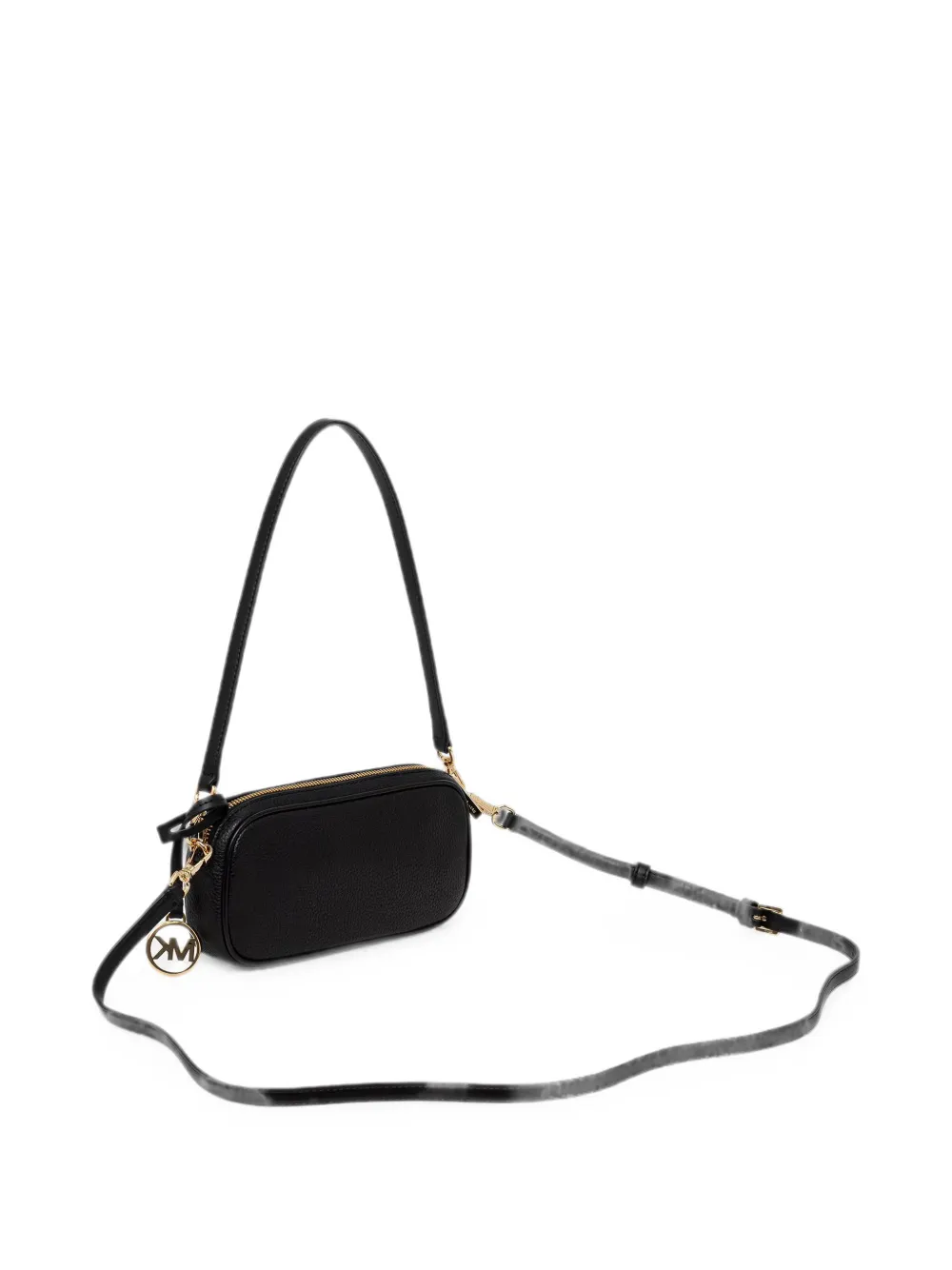 Michael Kors logo-plaque pebbled-leather shoulder bag Zwart
