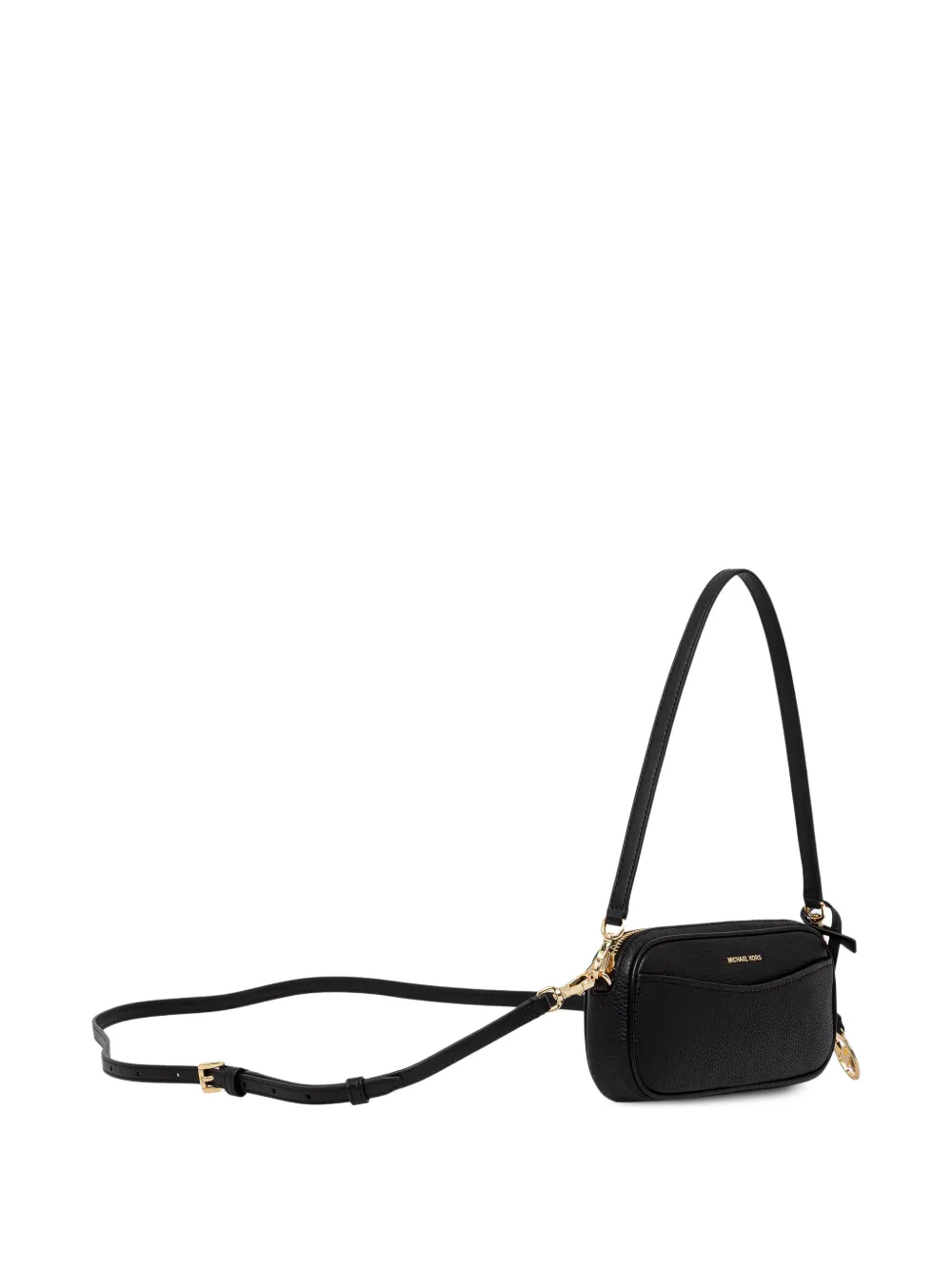Michael Kors logo-plaque pebbled-leather shoulder bag Zwart