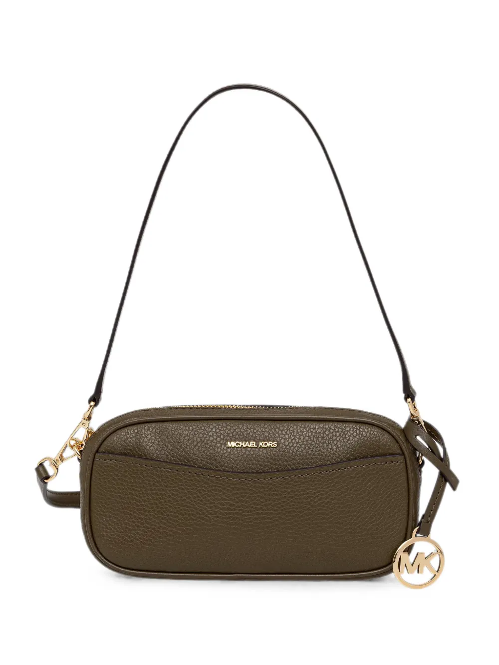Michael Kors logo-charm pebbled shoulder bag Groen