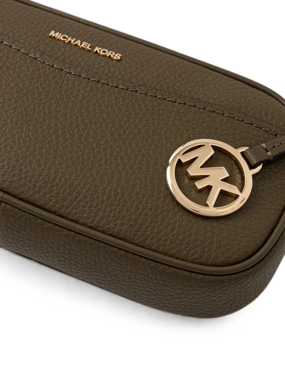 Michael Kors logo-charm pebbled shoulder bag Groen