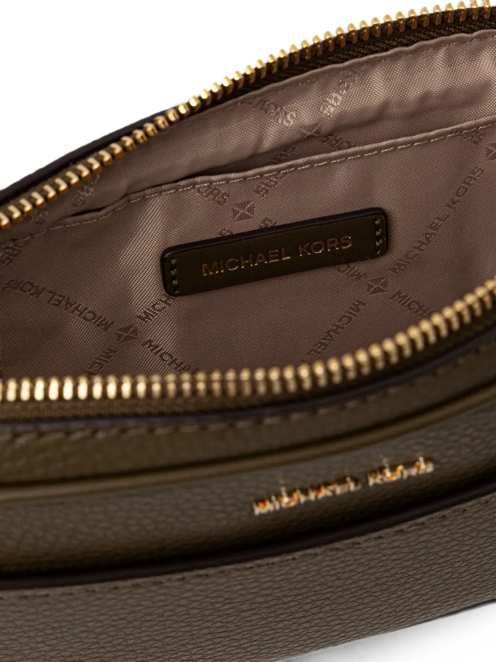 Michael Kors logo-charm pebbled shoulder bag Groen