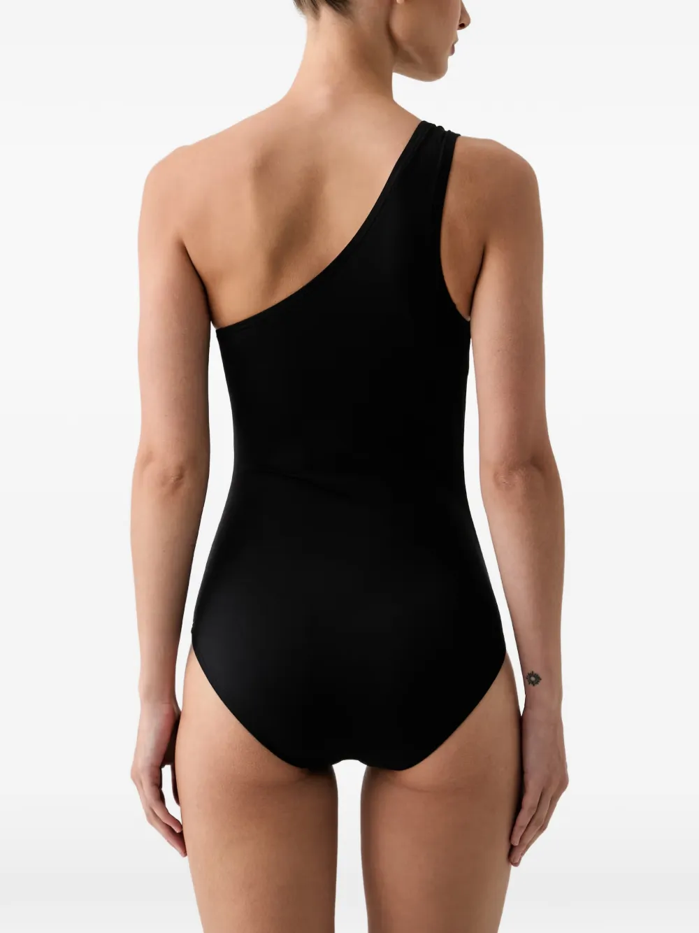 Michael Kors one-shoulder ring-detail swimsuit Zwart